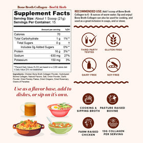 Vitauthority Poudre de Collagène Bouillon d'Os 16g cuillère dans un bol