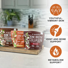 Vitauthority Poudre de Collagène Bouillon d'Os 16g mélangé avec de l'eau chaude