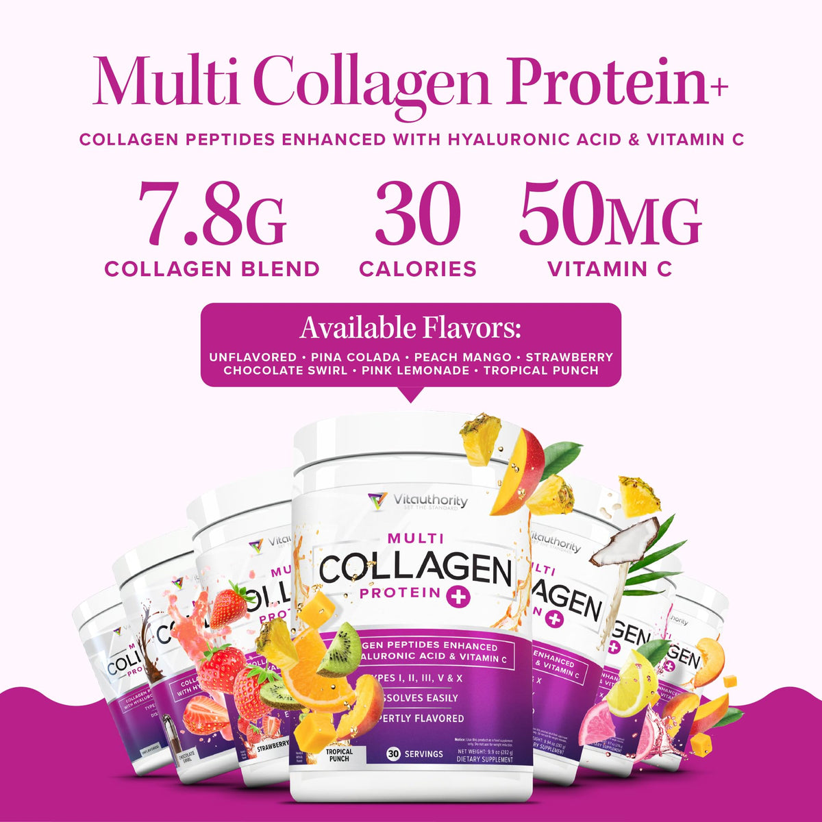 Vitauthority Poudre de Collagène Multi 372g packaging arrière
