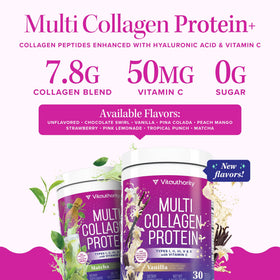 Vitauthority poudre de collagène multi pour femmes 358g dans un verre d'eau