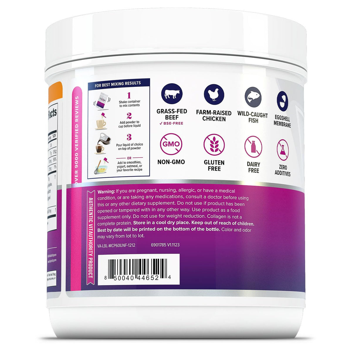 Vitauthority poudre de collagène multi pour femmes avec cuillère