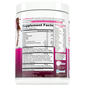 Vitauthority Poudre de Collagène Peptides 408g au chocolat, étiquette avec ingrédients