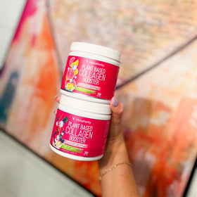 Vitauthority Poudre de Collagène Végétal, mise en scène avec des fruits
