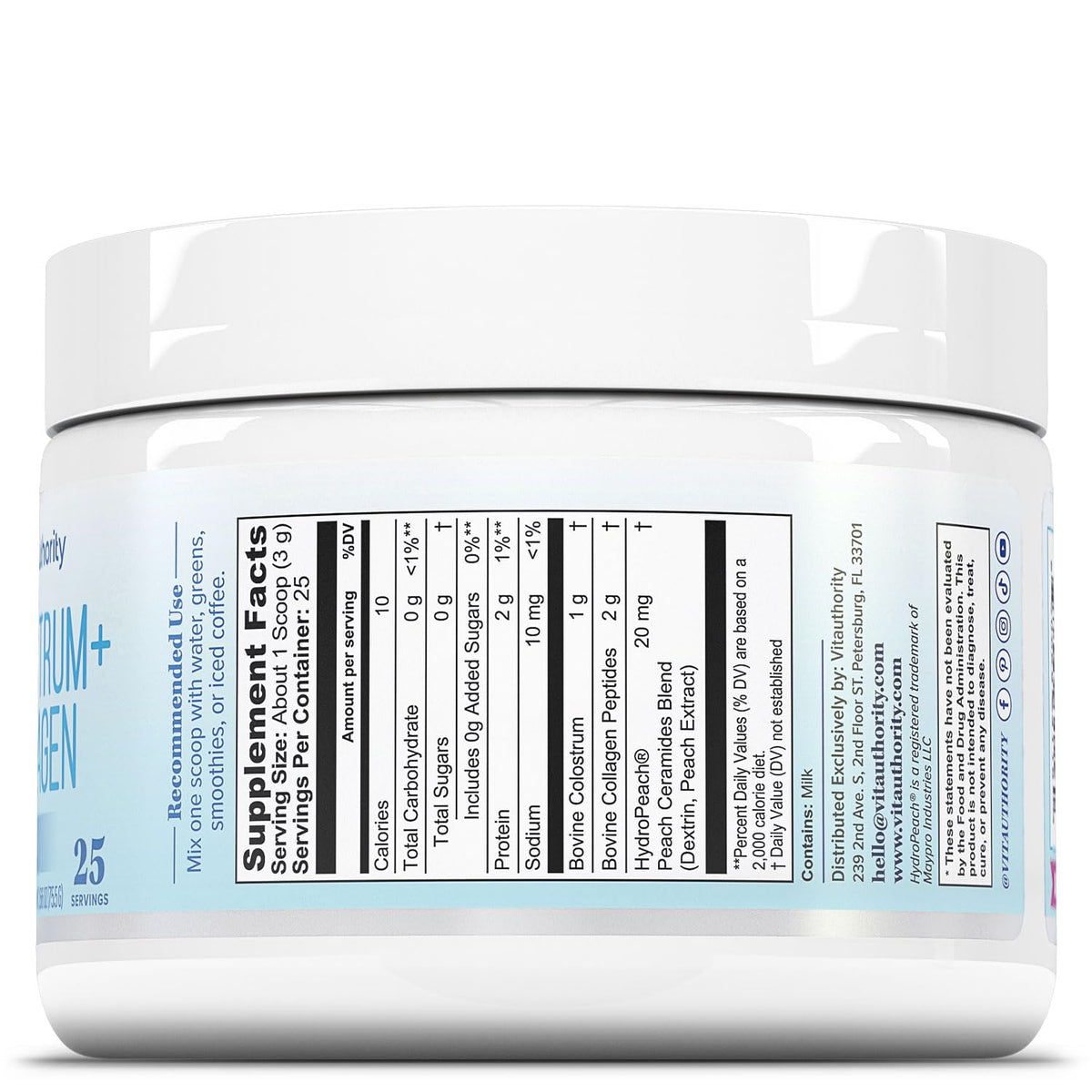 Vitauthority Poudre de Protéine de Collagène Hydrolysée 118g en utilisation dans un smoothie