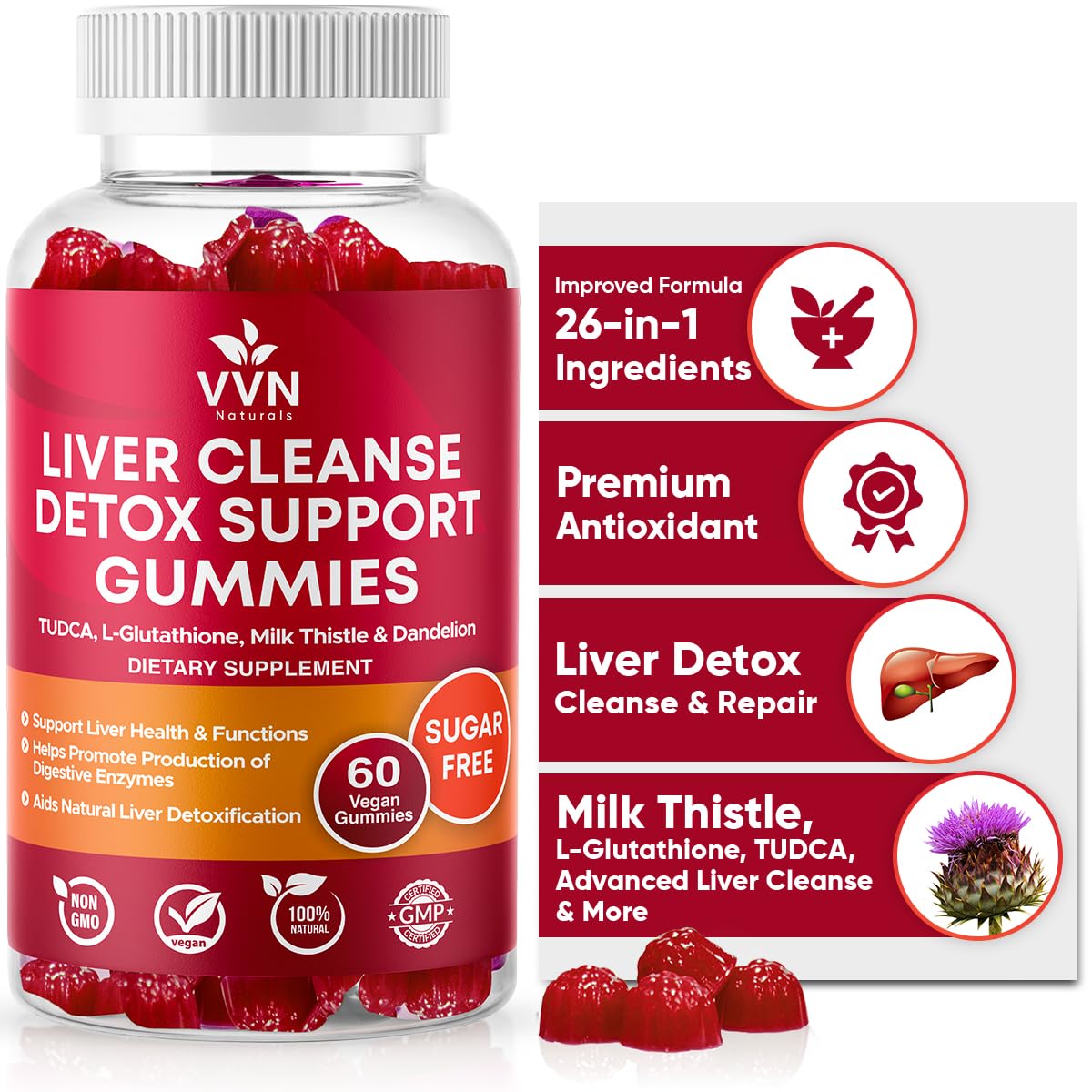 VitaVida gummies détoxifiant foie 700mg vue avant du produit