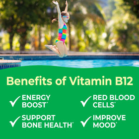 VitaWorks B12 Enfant 1000 mcg comprimés mâchables cerise dos de la bouteille