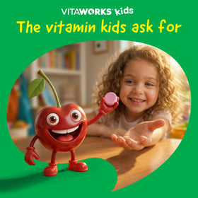 VitaWorks B12 Enfant 1000 mcg comprimés mâchables cerise en gros plan