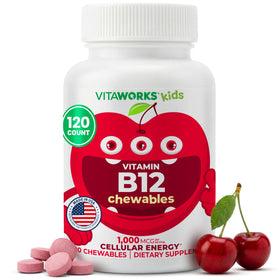 VitaWorks B12 Enfant 1000 mcg comprimés mâchables cerise vue de face