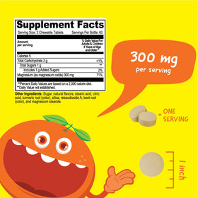 VitaWorks comprimés à mâcher magnésium enfants 300mg dos de la bouteille
