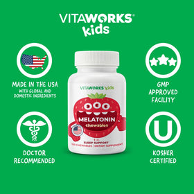 VitaWorks Melatonine 1 mg flacon avec étiquette visible