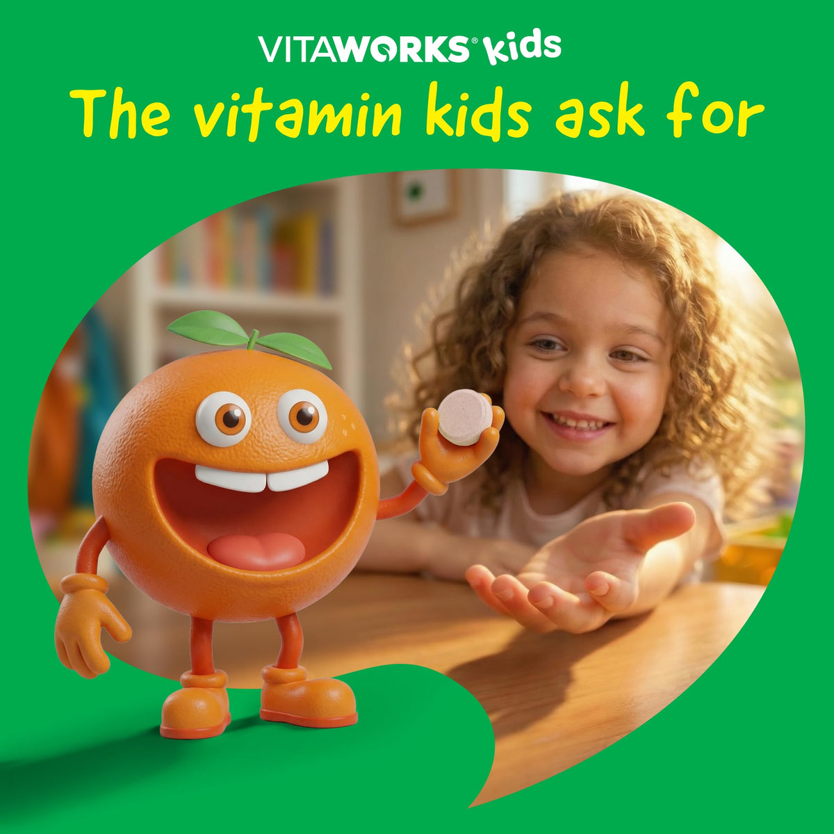 VitaWorks Vitamine C Enfants 250 mg comprimés à croquer dans une main