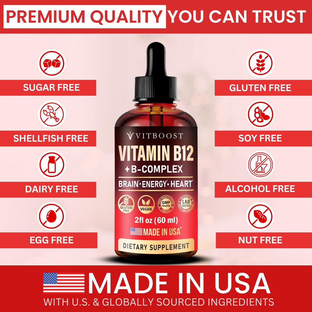 VITBOOST B12 Vegan 20000 mcg liquide gouttes avec compte-gouttes