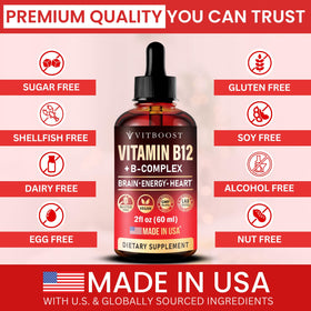VITBOOST B12 Vegan 20000 mcg liquide gouttes avec compte-gouttes