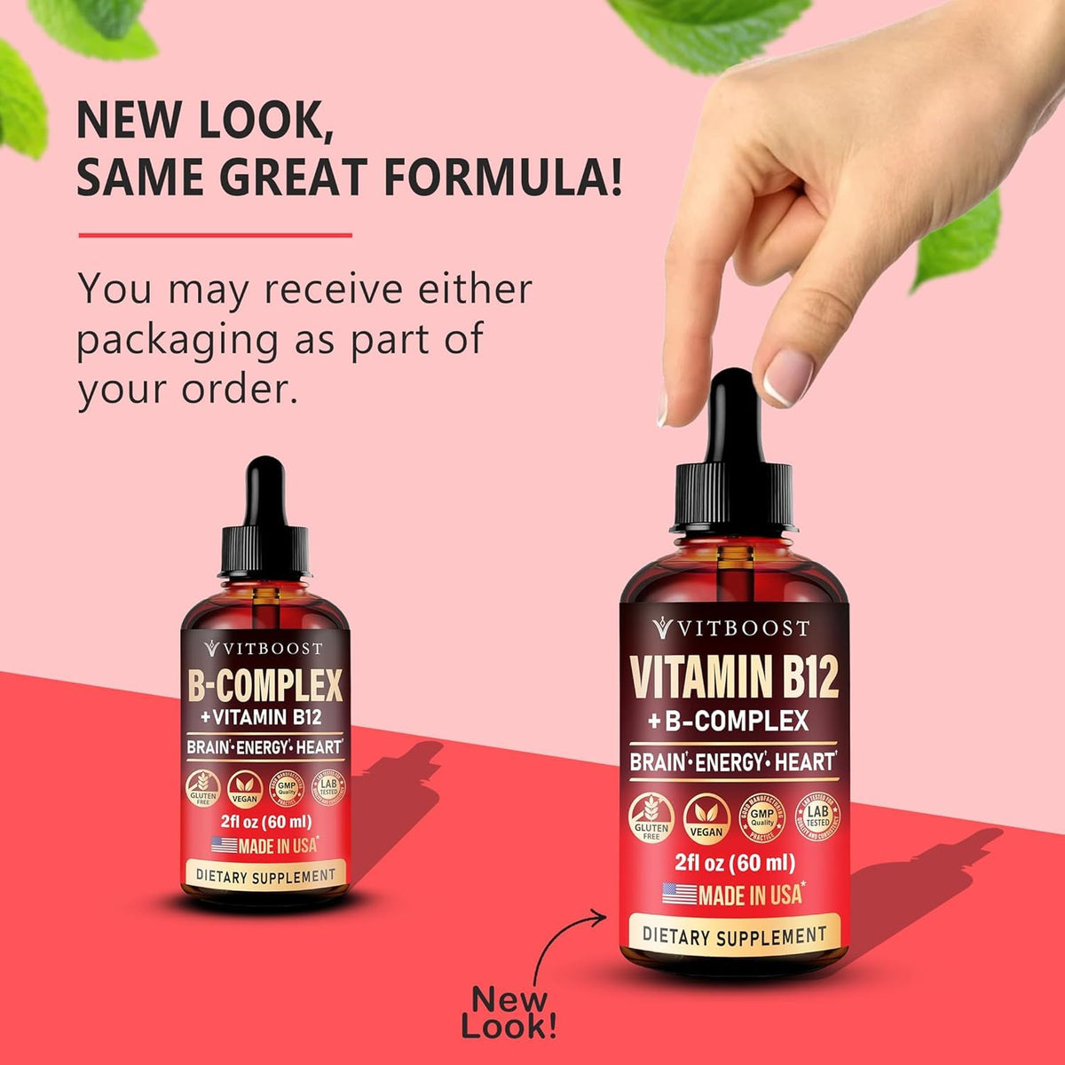 VITBOOST B12 Vegan 20000 mcg liquide gouttes avec étiquette