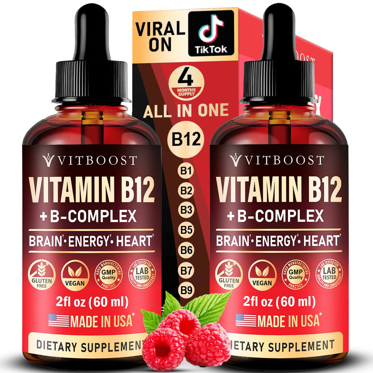 VITBOOST B12 Vegan 20000 mcg liquide gouttes frontale