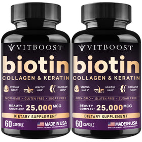 VITBOOST Biotine Collagène 25000 mcg 60 comprimés face avant