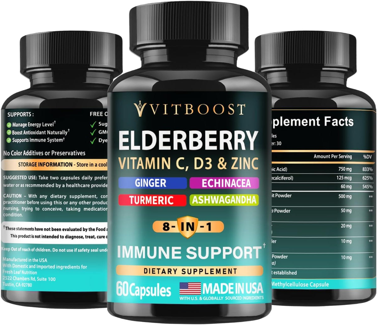 VITBOOST Complément Alimentaire 8 en 1 5000 IU Vitamine D, capsules dans une main