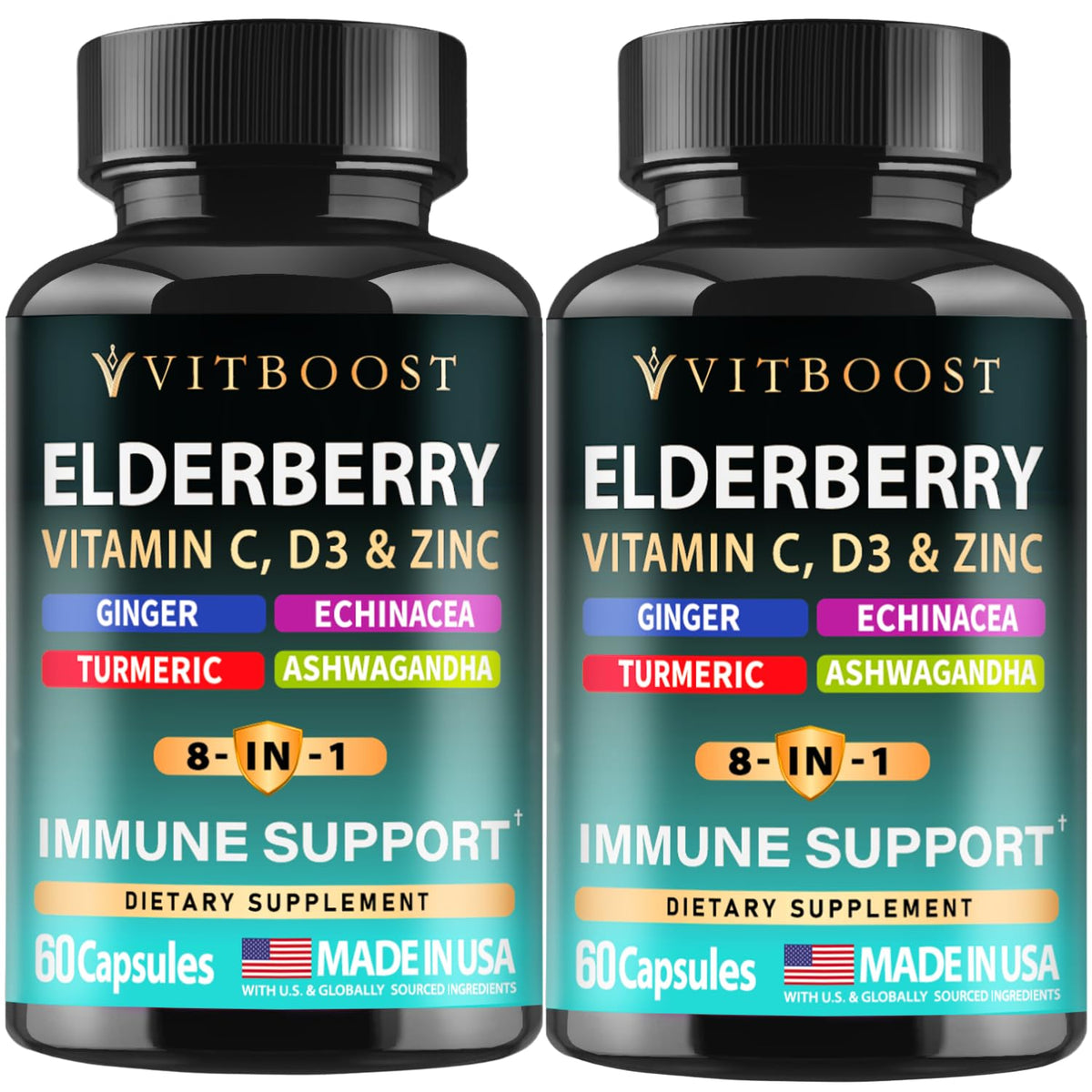 VITBOOST Complément Alimentaire 8 en 1 5000 IU Vitamine D, vue avant