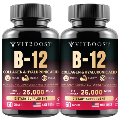 VITBOOST complexe de vitamine B12 avec collagène et acide hyaluronique, emballage avant
