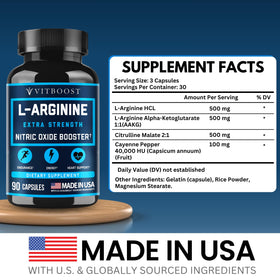 VITBOOST L-Arginine 1500mg capsules back view