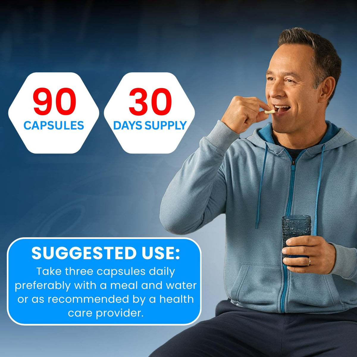 VITBOOST L-Arginine 1500mg capsules with a glass of water