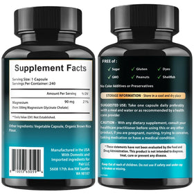 VITBOOST Magnésium Glycinate 500mg capsules avec un verre d'eau