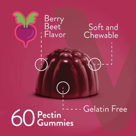 Viteey Gommes de Betterave 60 Gummies dans un bol