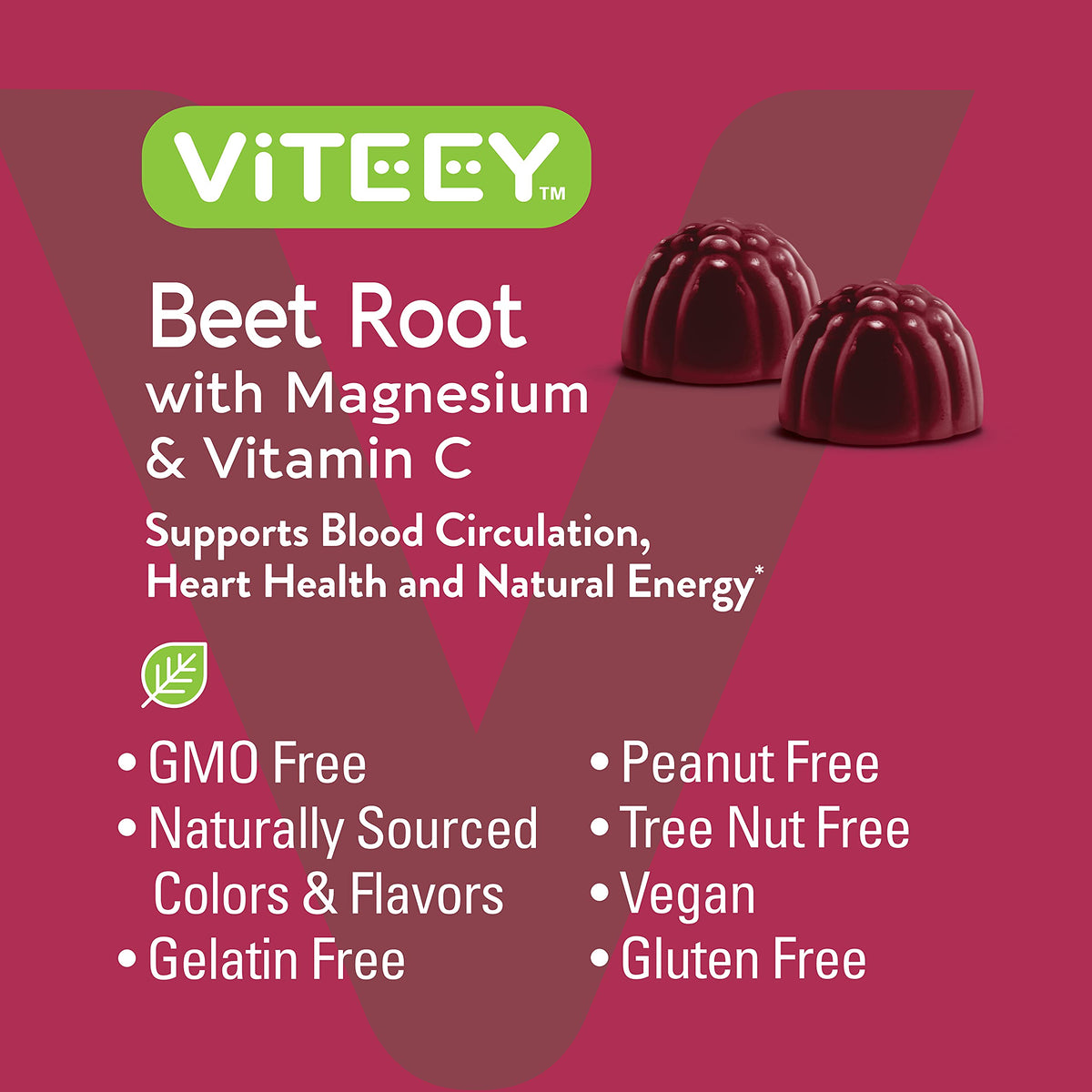 Viteey Gommes de Betterave 60 Gummies en extérieur