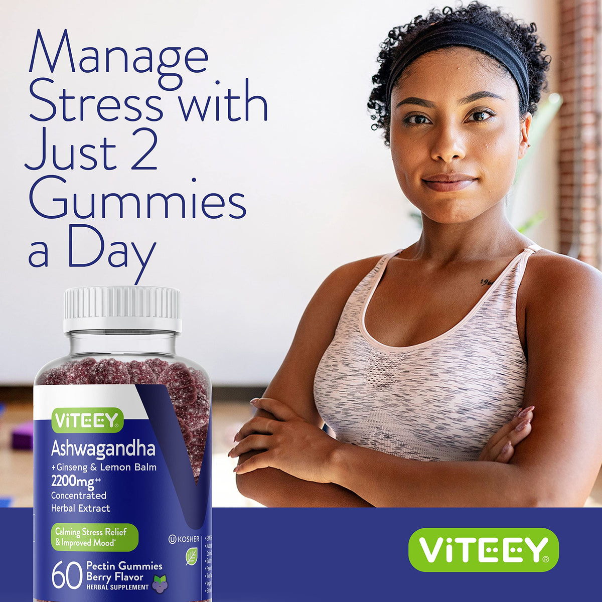 Viteey Gummies Ashwagandha 120 gummies dosage recommandé