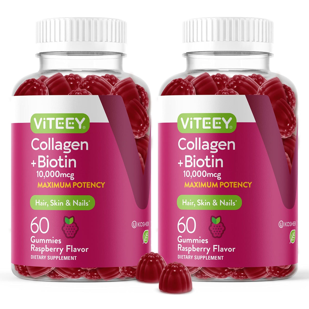 Viteey Gummies au Collagène et Biotine 120 Gummies vue avant