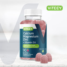 Viteey Gummies Calcium Magnésium Zinc 3 gummies sur une table