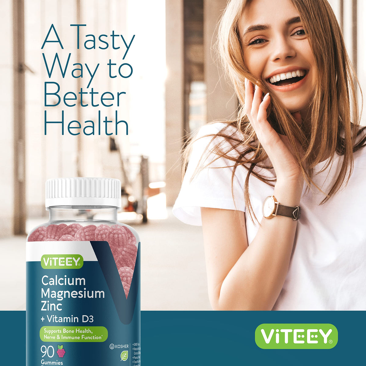 Viteey Gummies Calcium Magnésium Zinc gummies avec fruits