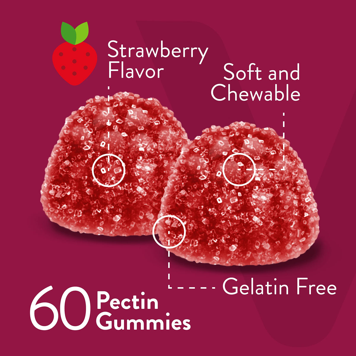 Viteey Gummies Complexe de Vitamines B 60 gummies saveur fraise côté
