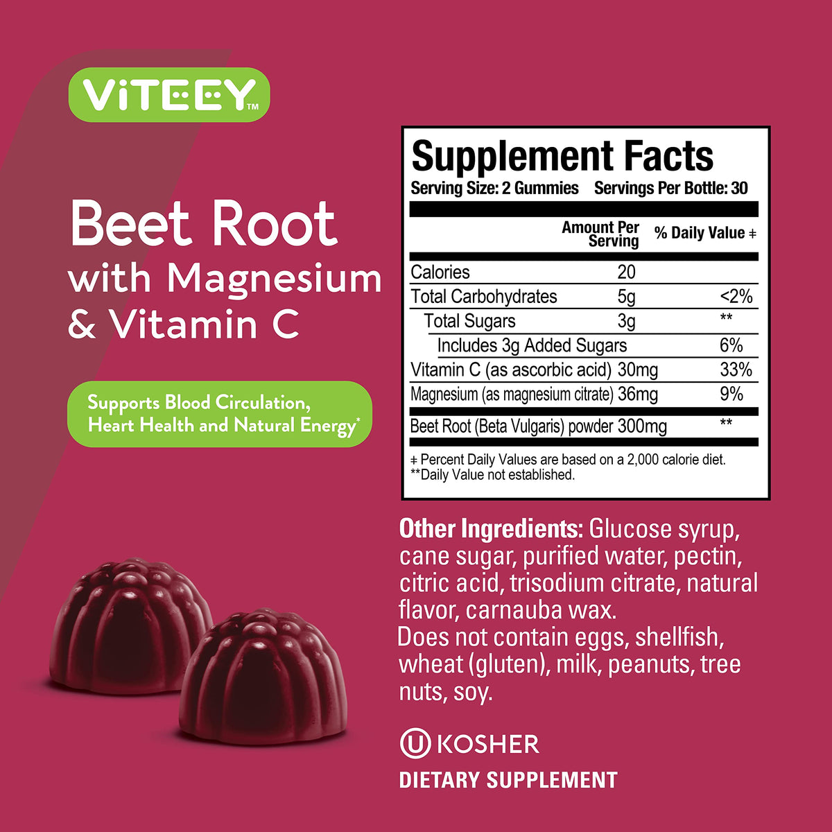 Viteey Gummies de Betterave avec un goût de baie en gros plan