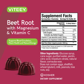 Viteey Gummies de Betterave avec un goût de baie en gros plan