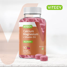 Viteey Gummies de Calcium, packaging avec des gummies visibles