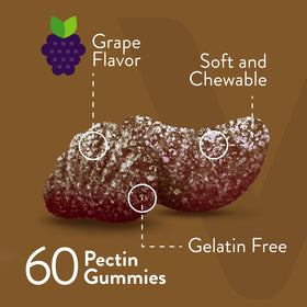 Viteey Gummies de Fer 60 gummies à côté d'une assiette de fruits