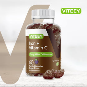 Viteey Gummies de Fer 60 gummies vue arrière avec informations nutritionnelles