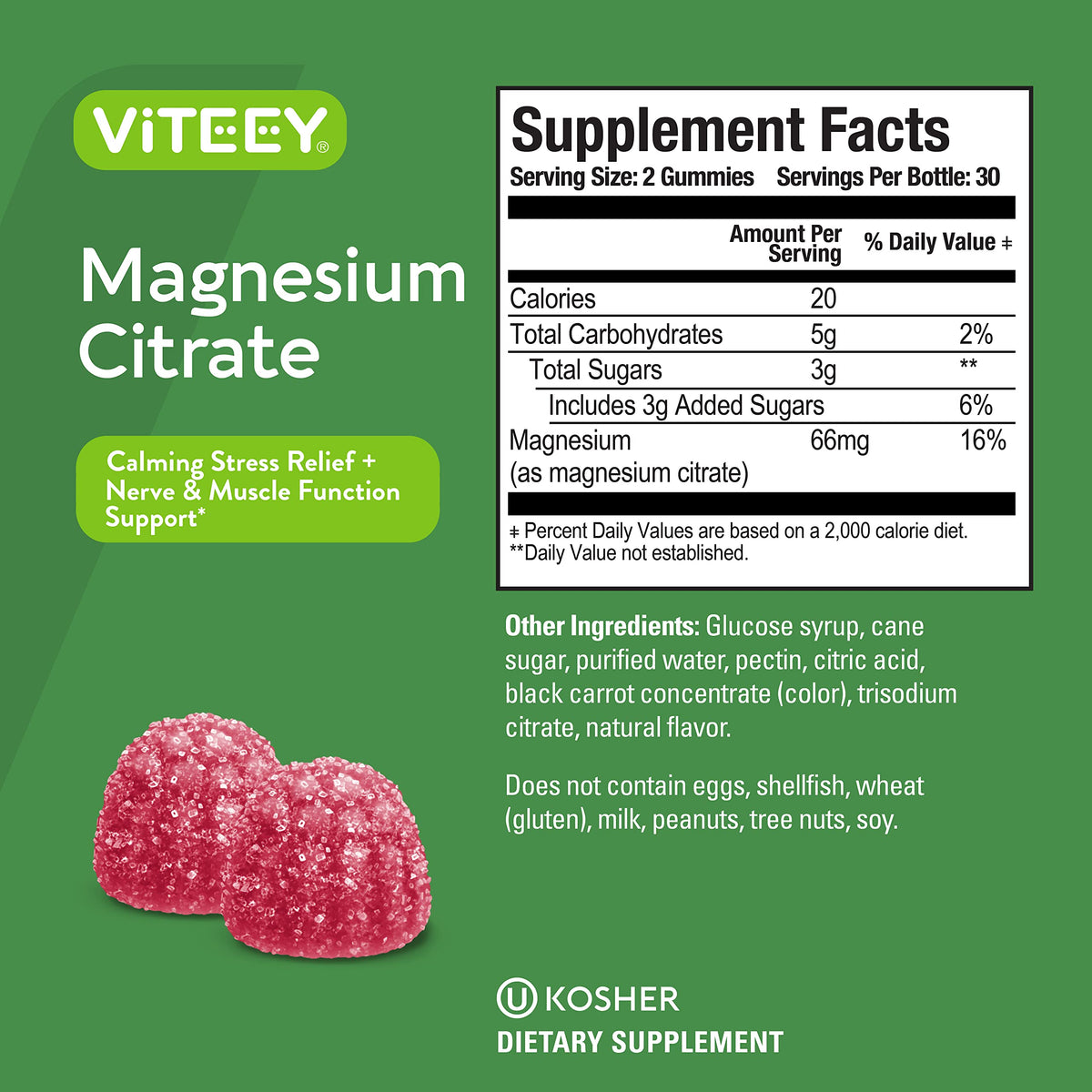 Viteey Gummies de Magnésium 66mg gummies sur une cuillère