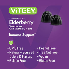 Viteey Gummies de Sureau Noir 120 Gummies avec des baies