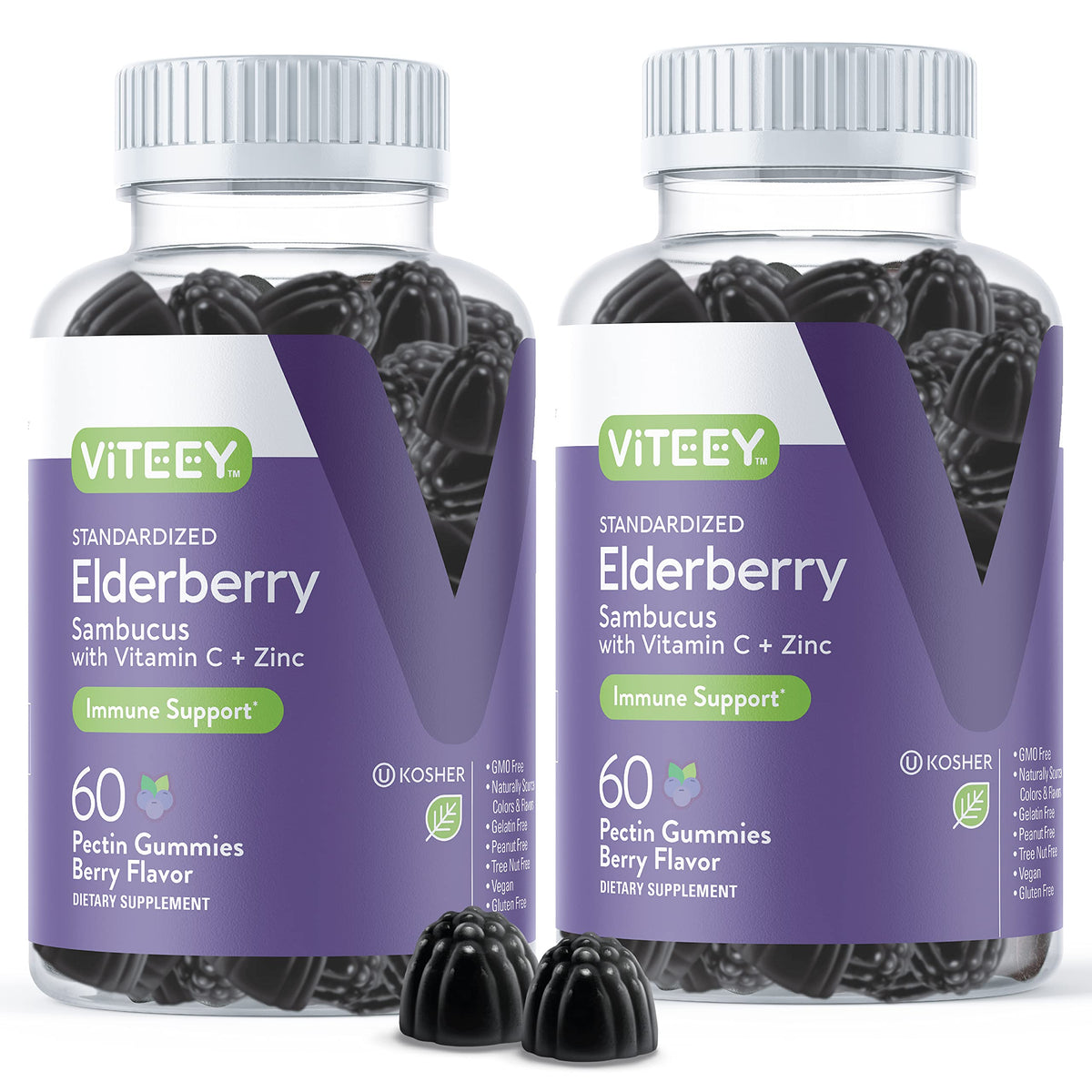 Viteey Gummies de Sureau Noir 120 Gummies vue de face