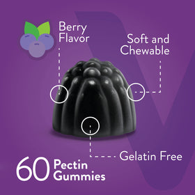 Viteey Gummies de Sureau Noir, boîte ouverte avec gummies