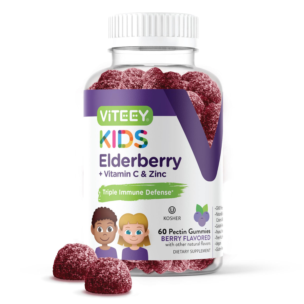 Viteey Gummies de Sureau pour Enfants, vue avant du produit
