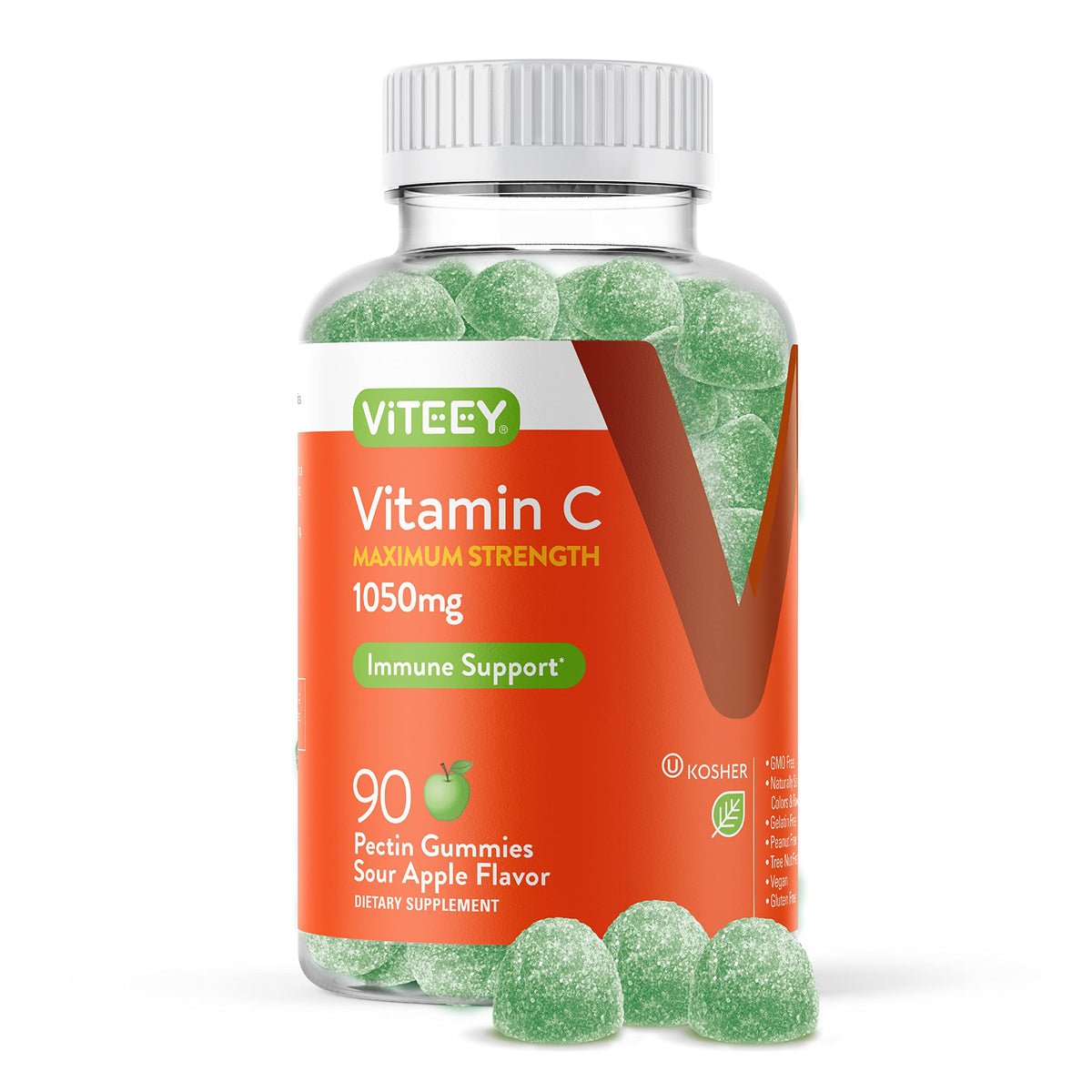 Viteey Gummies de Vitamine C 1050mg - 90 Bonbons à Mâcher, vue de face