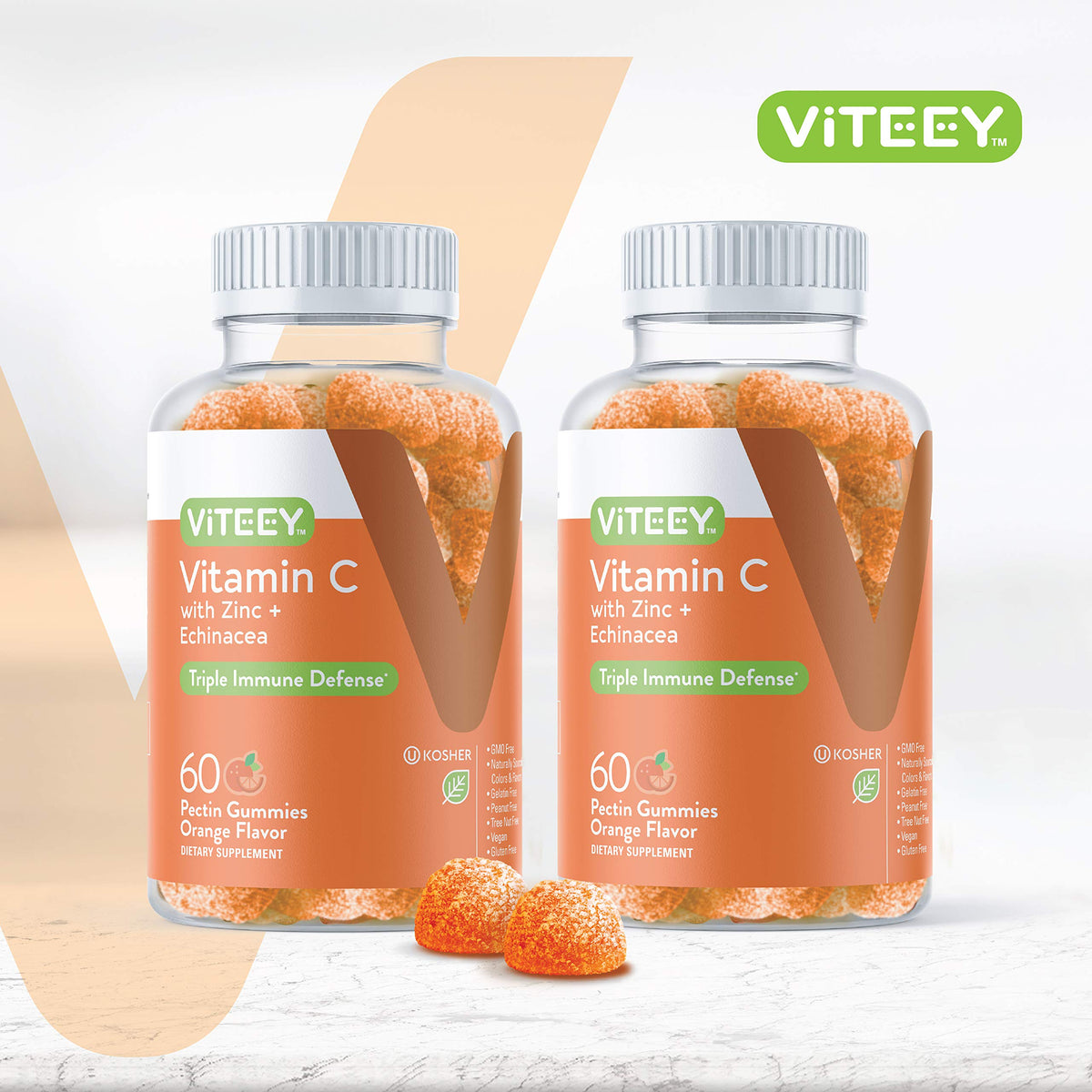 Viteey Gummies de Vitamine C 120 Gummies avec étiquette et ingrédients