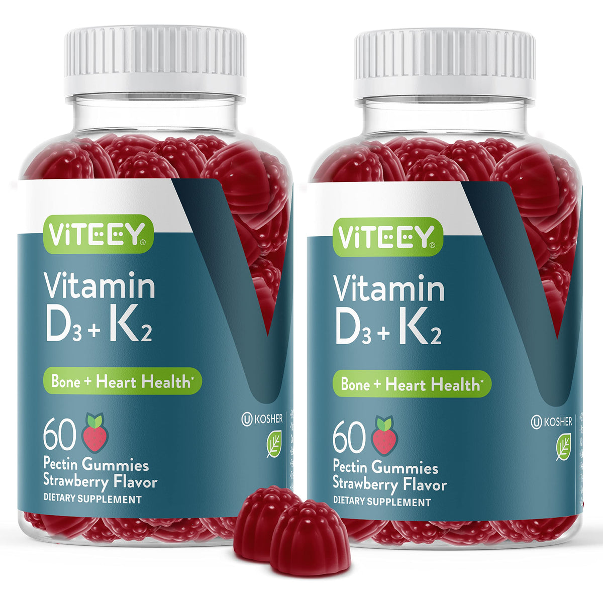 Viteey Gummies de Vitamine D3 et K2, vue de face avec emballage