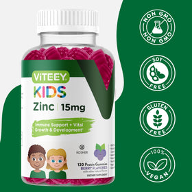 Viteey gummies de zinc, affichage de l'étiquette Kosher sur l'emballage