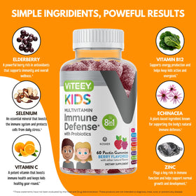 Viteey Gummies Multivitamines Enfants gummies avec étiquette