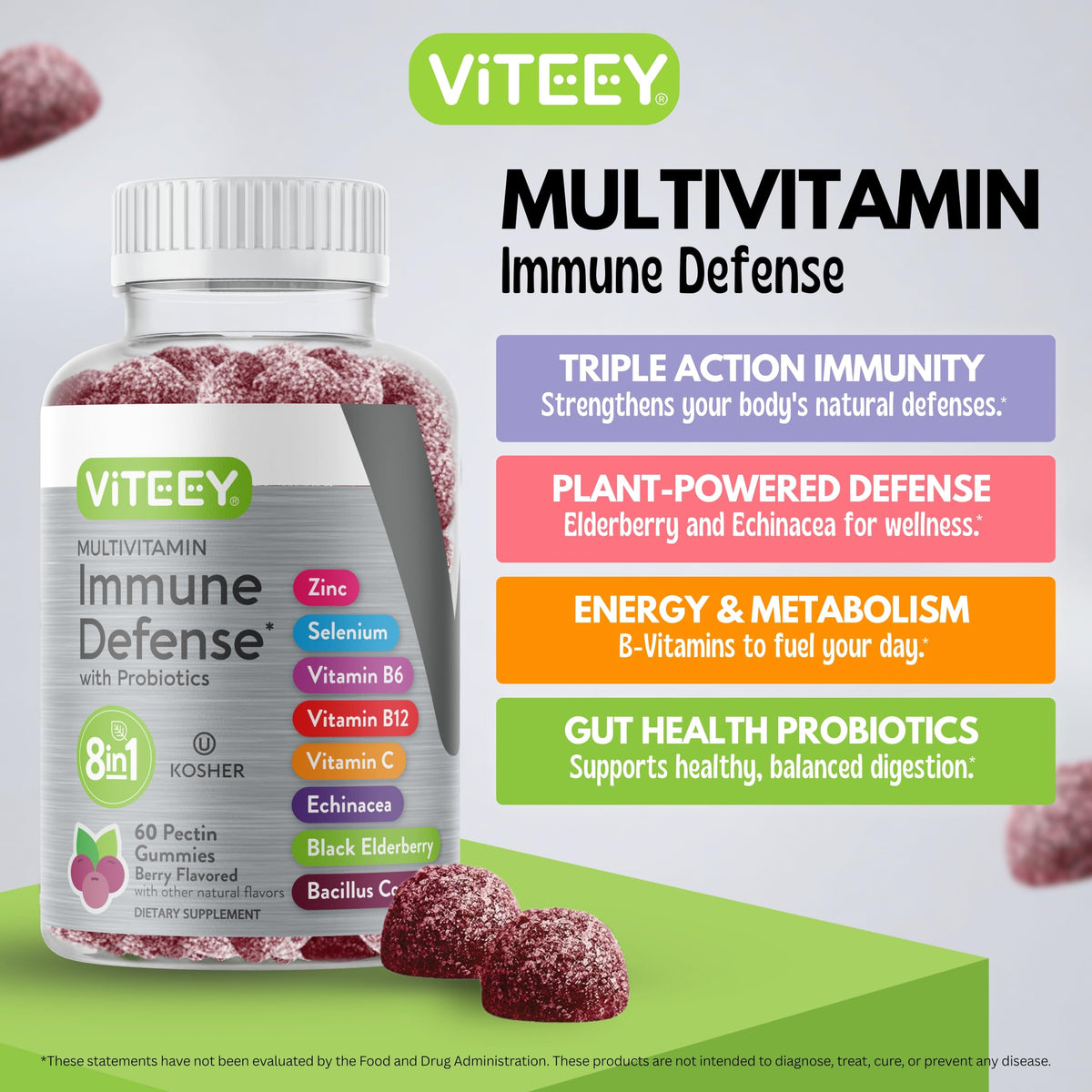 Viteey Gummies Multivitamines ingrédients listés