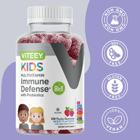 Viteey Gummies Multivitamines pour Enfants avec un enfant les prenant
